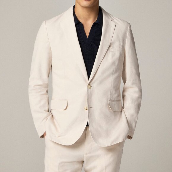 NWT J Crew Ludlow Slim-Fit Unstructured Suit Jacket in Irish Cotton-Linen Blend